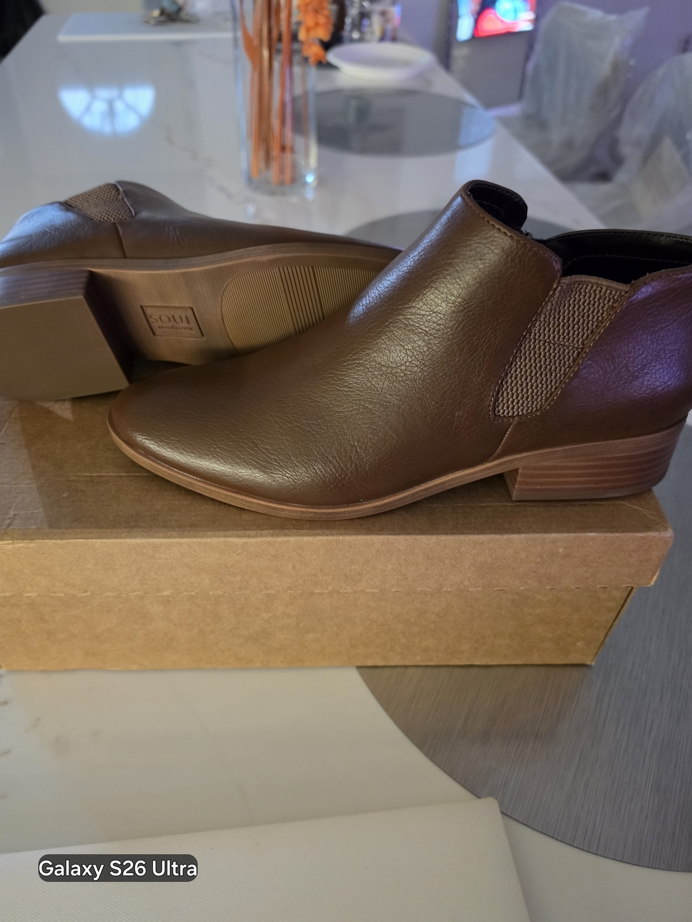 Naturalizer Dark Brown Leather Slip-On Ankle Booties